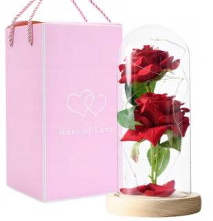 Wieczna róża w szkle świecąca pudełko prezentowe